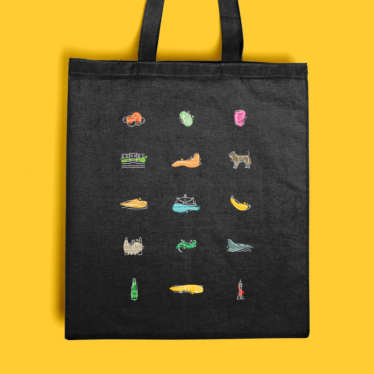 Totebag negra iconos Gran Canaria