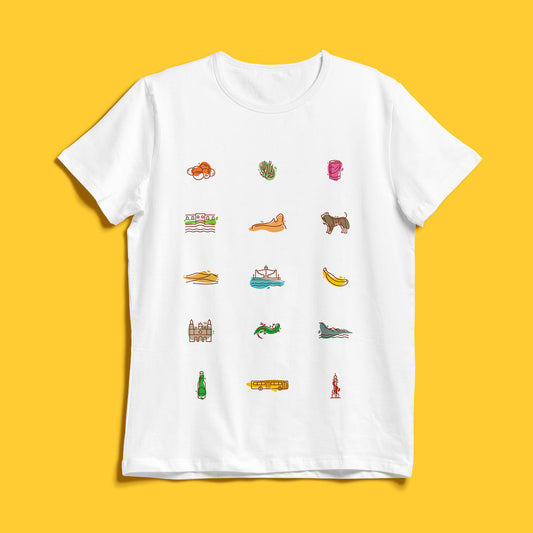 Camiseta blanca iconos de Gran Canaria