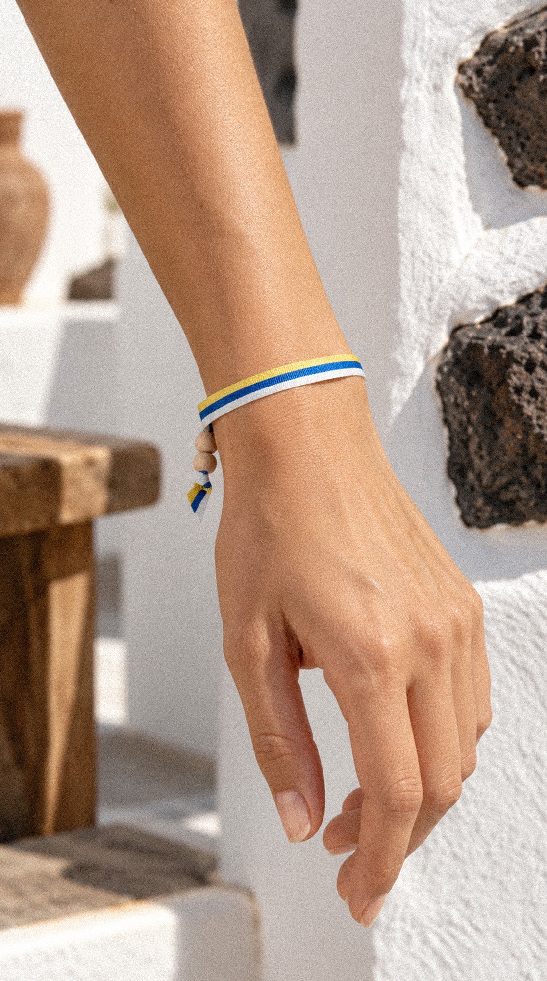Pulsera de tela con bandera canaria · Ajustable