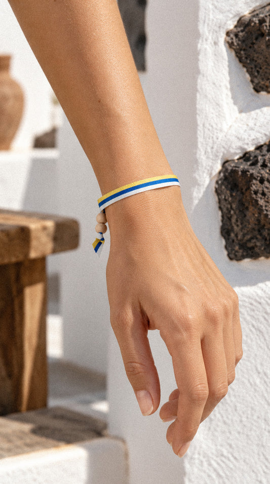 Pulsera de tela con bandera canaria · Ajustable