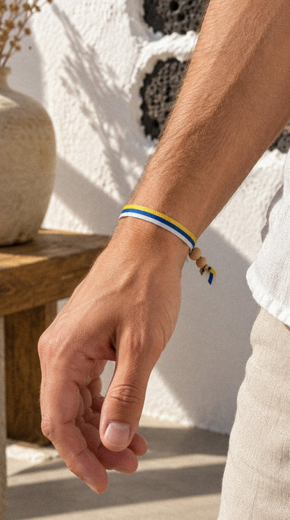 Pulsera de tela con bandera canaria · Ajustable