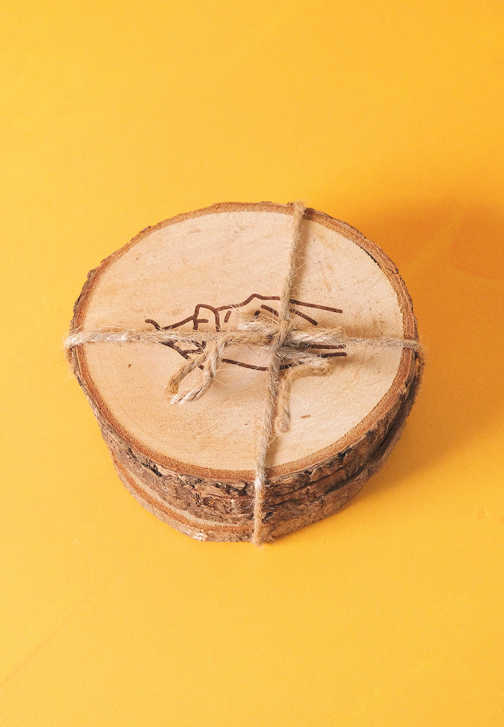 Set de 4 posavasos de pino natural: Iconos de Tenerife