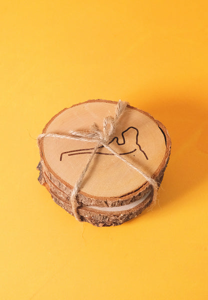 Set de 4 posavasos de pino natural: Iconos de Gran Canaria