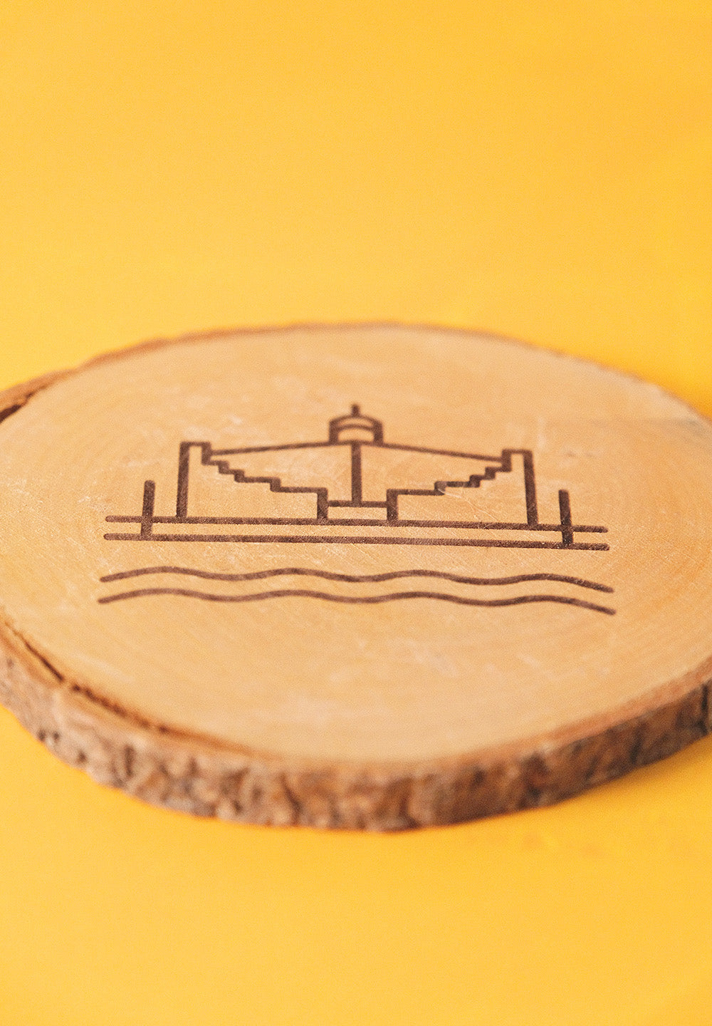 Set de 4 posavasos de pino natural: Iconos de Gran Canaria