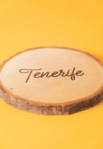 Set de 4 posavasos de pino natural: Iconos de Tenerife