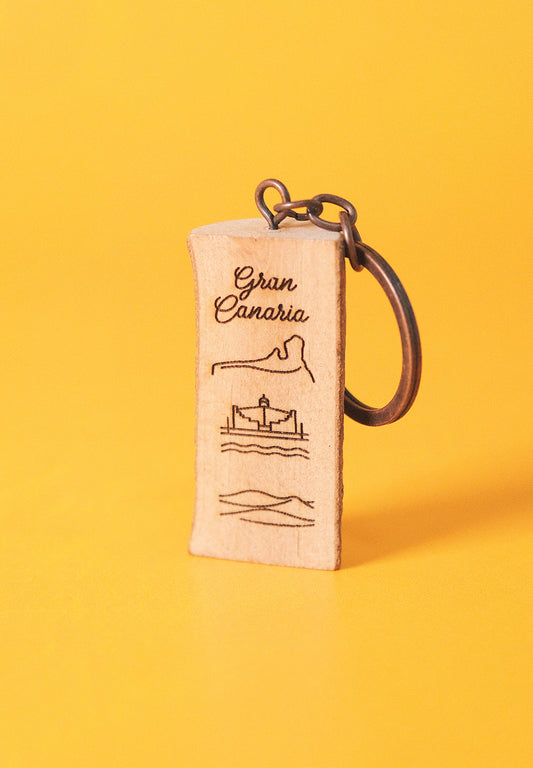 Llavero de madera: Iconos de Gran Canaria