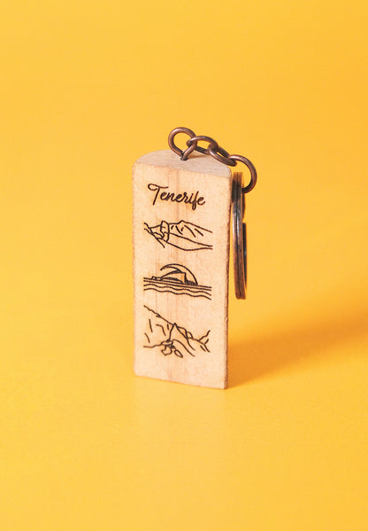 Llavero de madera: Iconos de Tenerife