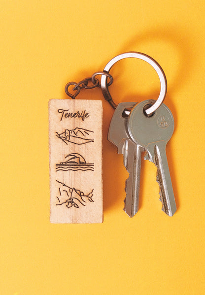Llavero de madera: Iconos de Tenerife