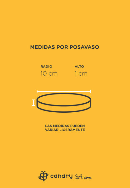 Set de 4 posavasos de pino natural: Iconos de Gran Canaria