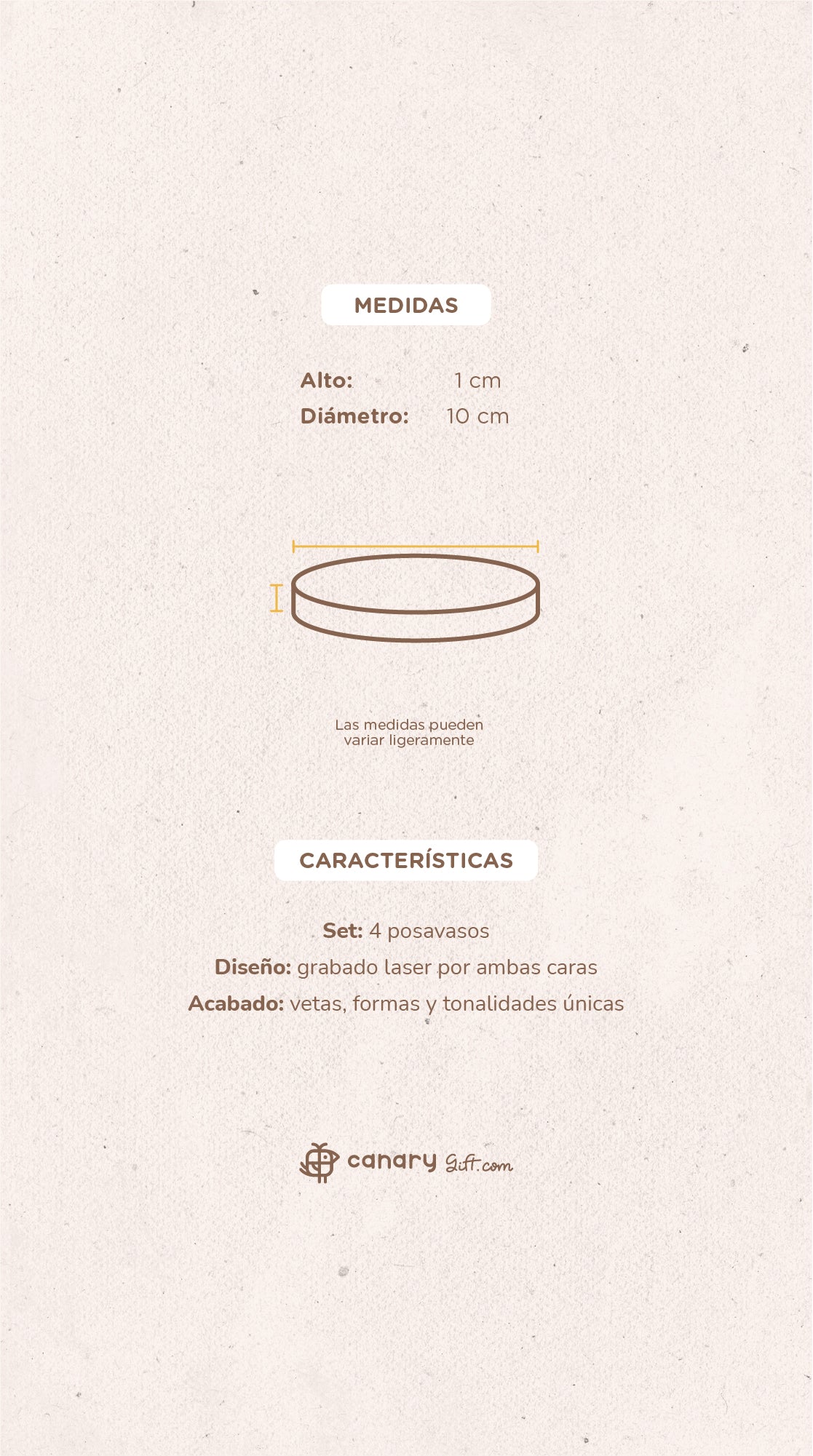 Set de 4 posavasos de madera de pino: Iconos de Tenerife