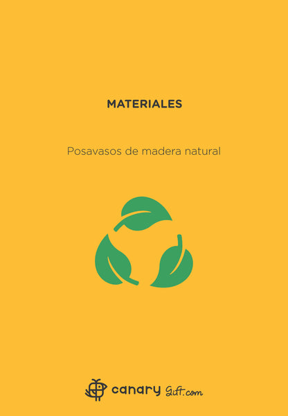 Set de 4 posavasos de pino natural: Iconos de Gran Canaria